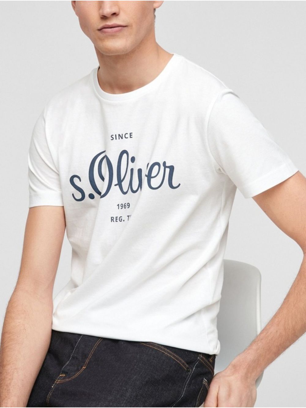 2057432-0100 short-sleeved S.OLIVER Men\'s White white jersey T-Shirt