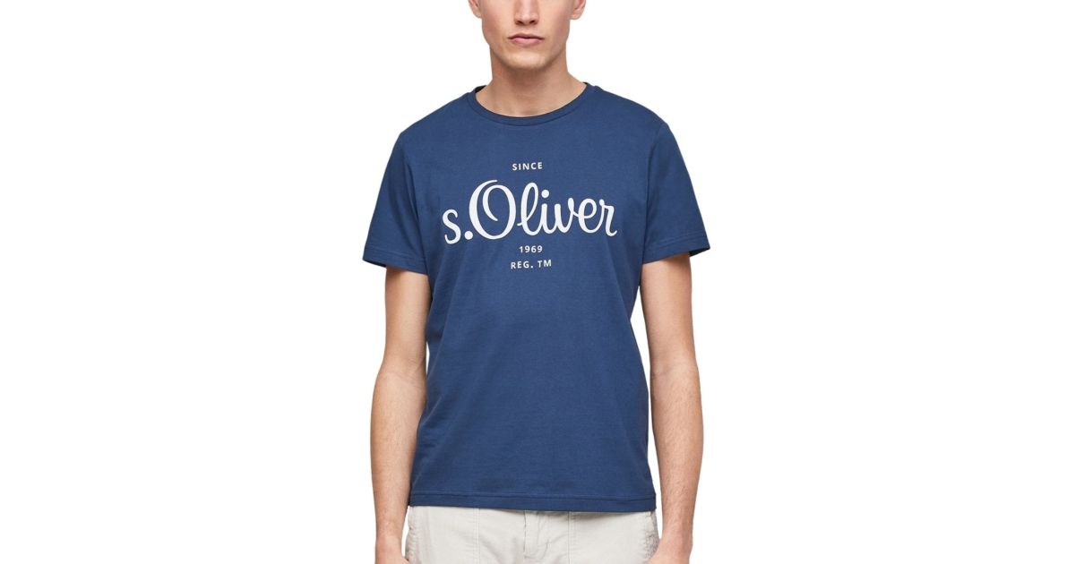 S.OLIVER Men\'s blue short-sleeved jersey Blue 2057432-5693 Ocean T-Shirt