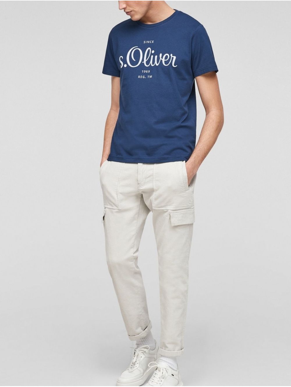 Men\'s short-sleeved Blue jersey 2057432-5693 T-Shirt S.OLIVER blue Ocean