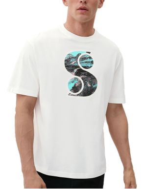 S.OLIVER Men\'s white short-sleeved jersey T-Shirt 2057432-0100 White