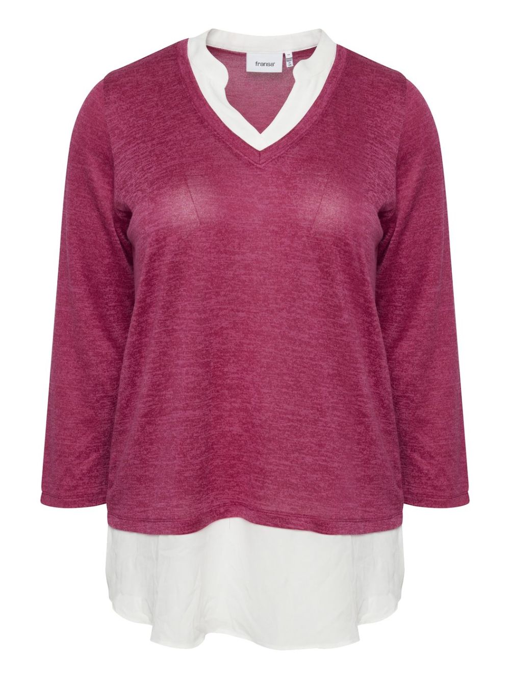 Women\'s blouse 20611407-1823361 Melange red Very FRANSA knit Berry V-neck